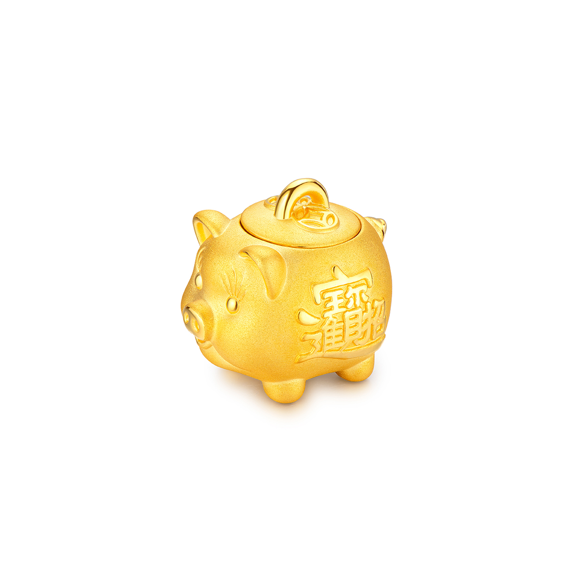 六福珠寶黃金工藝品 - "招財進寶"可愛金豬足金錢罌–兩種大小選擇