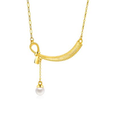 六福珠寶黃金頸鏈 - "珍愛一生"千足金珍珠頸鏈  