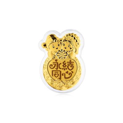 六福珠寶黃金工藝品 - "永結同心"999.9黃金工藝品