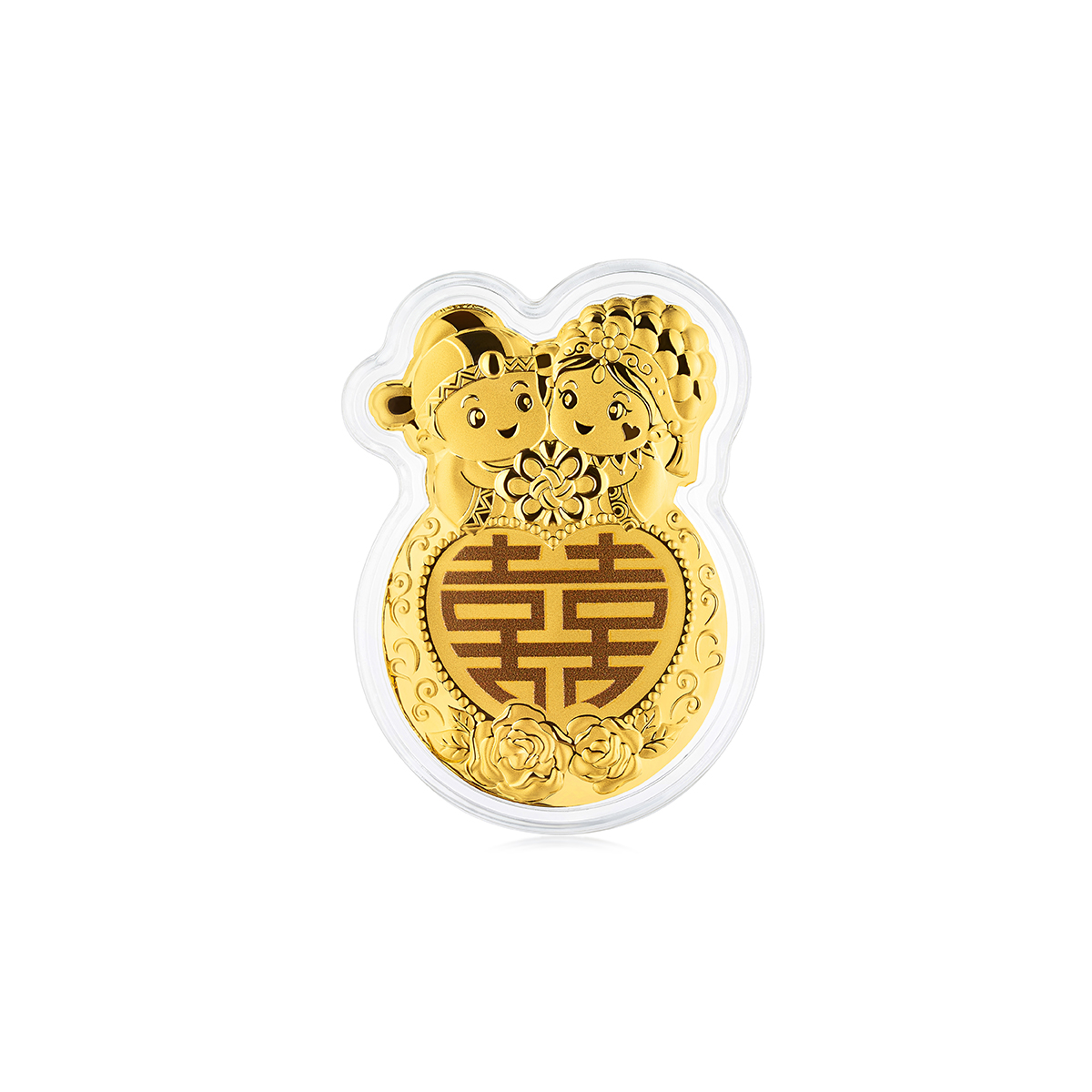 六福珠寶黃金工藝品 - "囍結良緣"999.9黃金工藝品