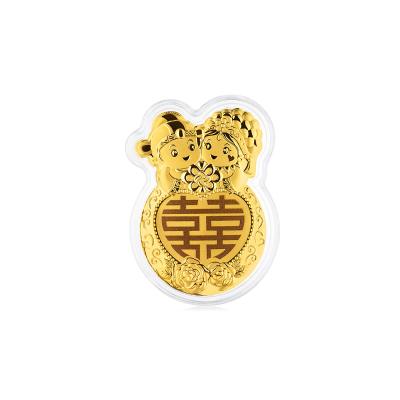 六福珠寶黃金工藝品 - "囍結良緣"999.9黃金工藝品
