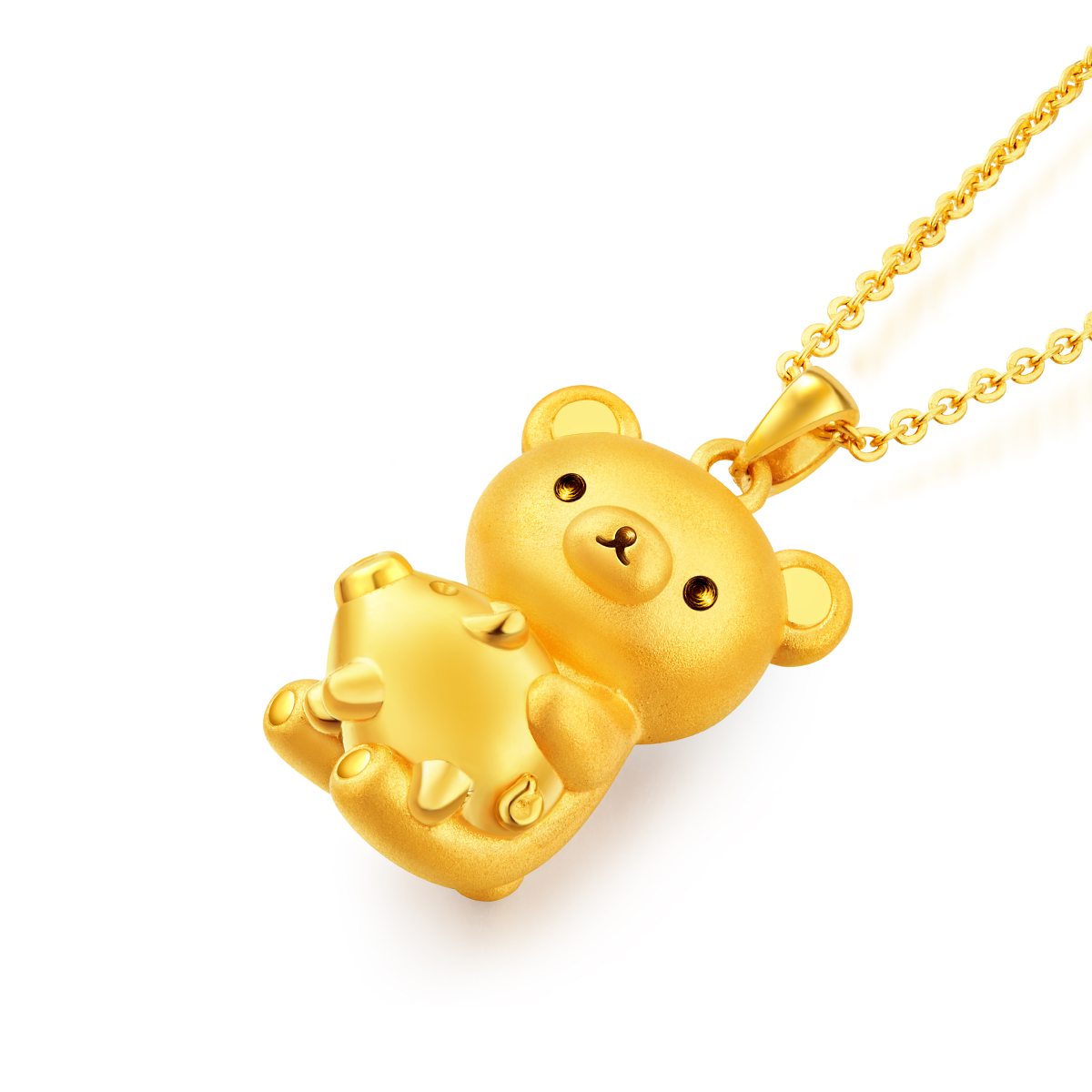 六福珠寶黃金吊墜 - 【LISTING CLOSED】"輕鬆小熊™與小豬"999足金吊墜