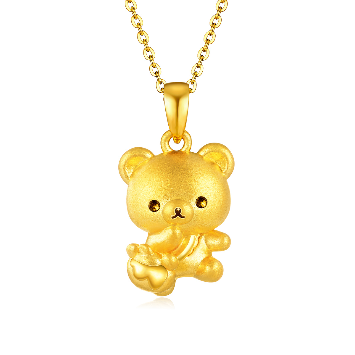 六福珠寶黃金吊墜 - 【LISTING CLOSED】"茶小熊"999足金立體吊墜