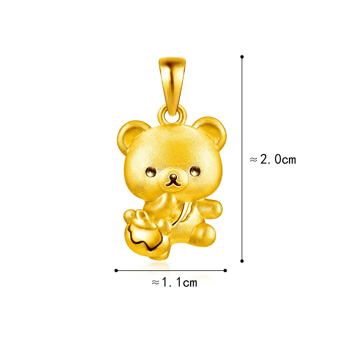 六福珠寶黃金吊墜 - 【LISTING CLOSED】"茶小熊"999足金立體吊墜
