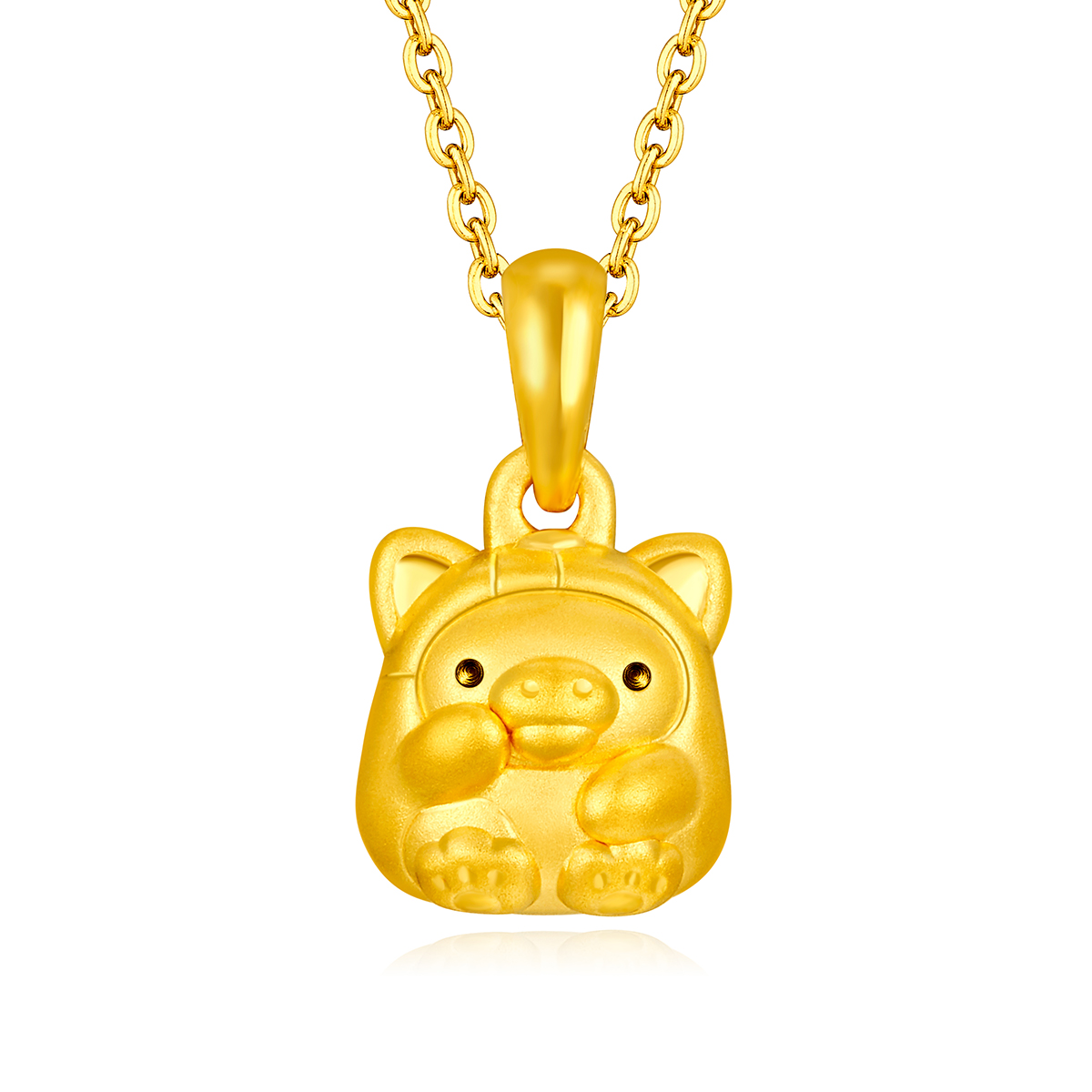 $t('六福珠寶')黃金吊墜 - "招財貓變裝小黃雞"999足金吊墜