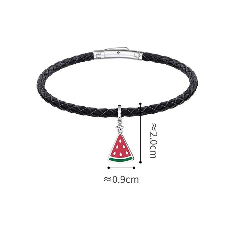 六福珠寶18K金串飾 - "小西瓜"18K金(白色)鑽石琺瑯串飾