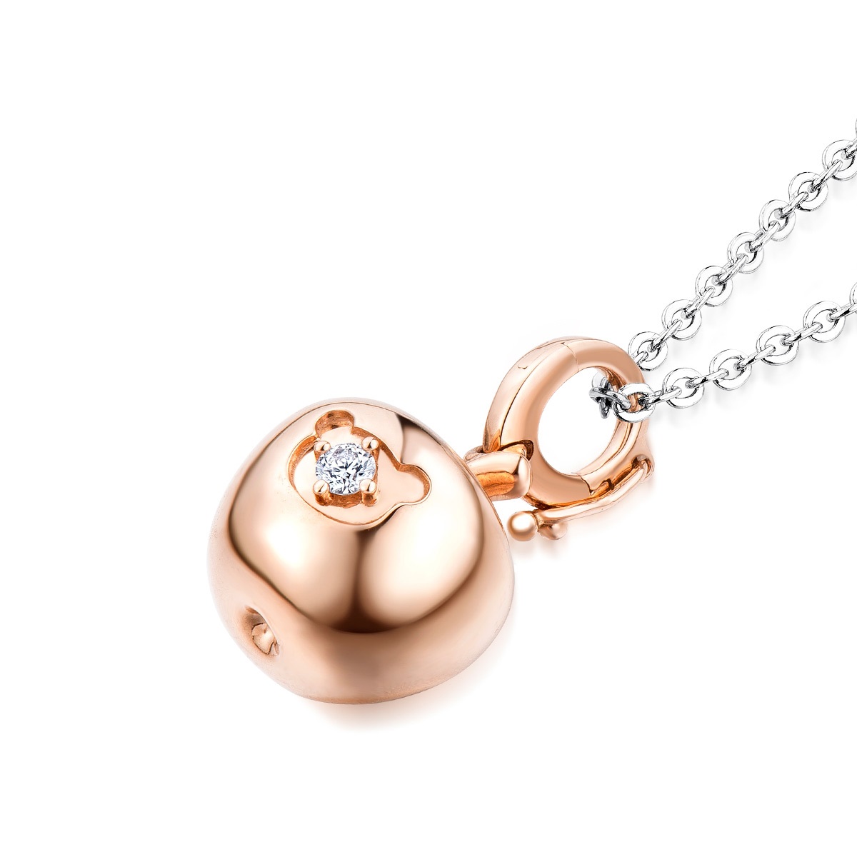 六福珠寶18K金串飾 - "閃亮蘋果"18K玫瑰金鑽石串飾