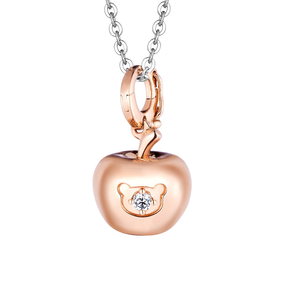 六福珠寶18K金串飾 - "閃亮蘋果"18K玫瑰金鑽石串飾