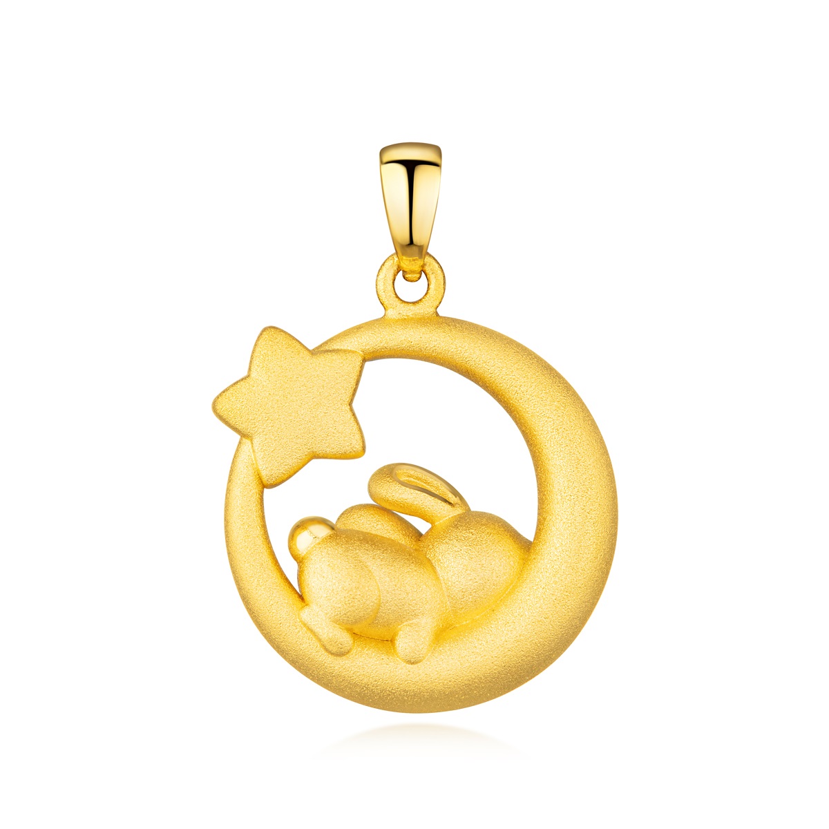 六福珠寶黃金吊墜 - 【LISTING CLOSED】"金秋玉兔"999足金吊墜