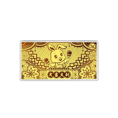 六福珠寶黃金工藝品 - "花開富貴 大吉大利"999.9黃金利是