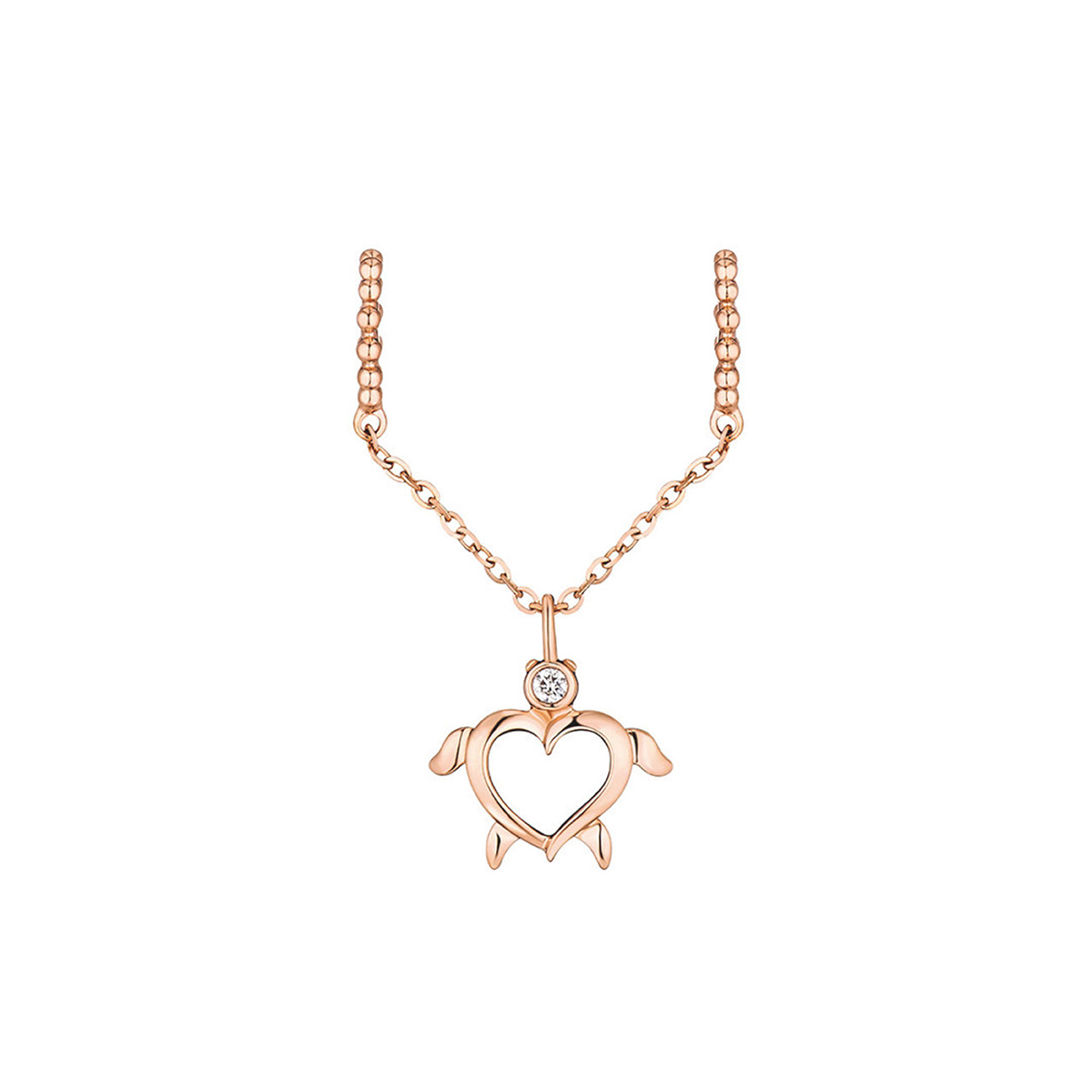 六福珠寶18K金串飾 - "覓愛烏龜"18K玫瑰金鑽石串飾