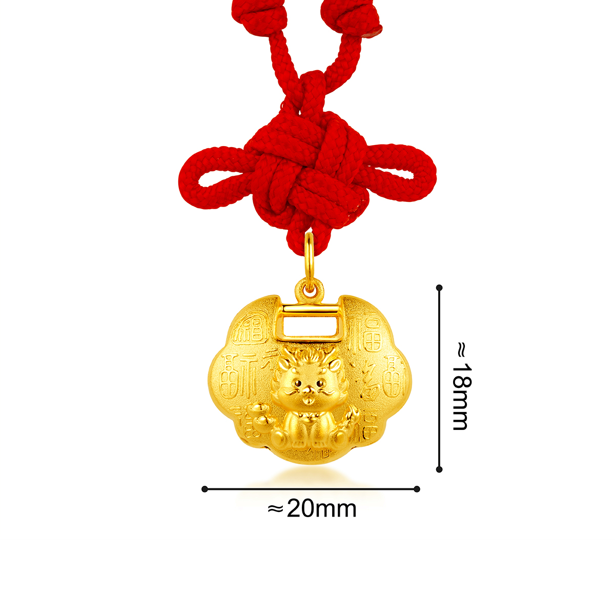六福珠寶黃金吊墜 - 【LISTING CLOSED】"龍福齊天"999.9黃金鎖包