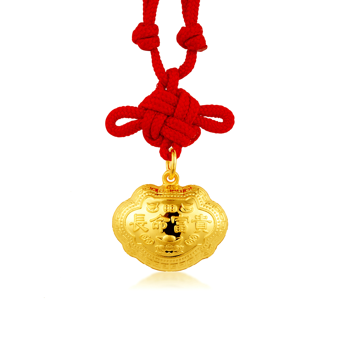 $t('六福珠寶')黃金吊墜 - 【LISTING CLOSED】"長命富貴"999.9黃金鎖包連精美頸繩