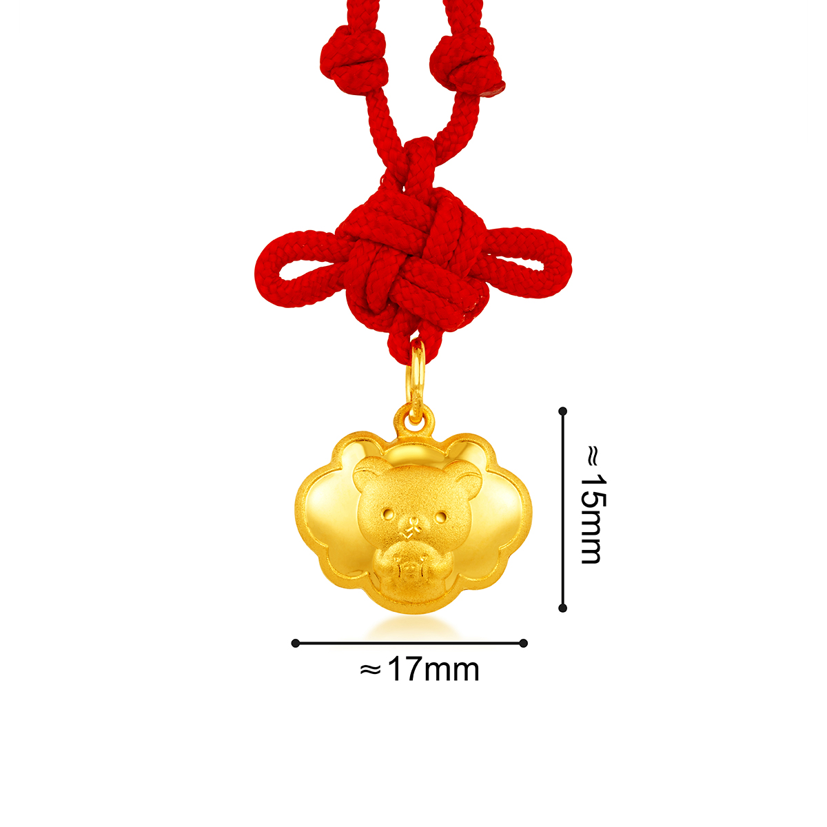 六福珠寶黃金吊墜 - 【LISTING CLOSED】"小白熊與小黃雞"999.9黃金如意鎖包連精美頸繩及儲錢箱禮盒