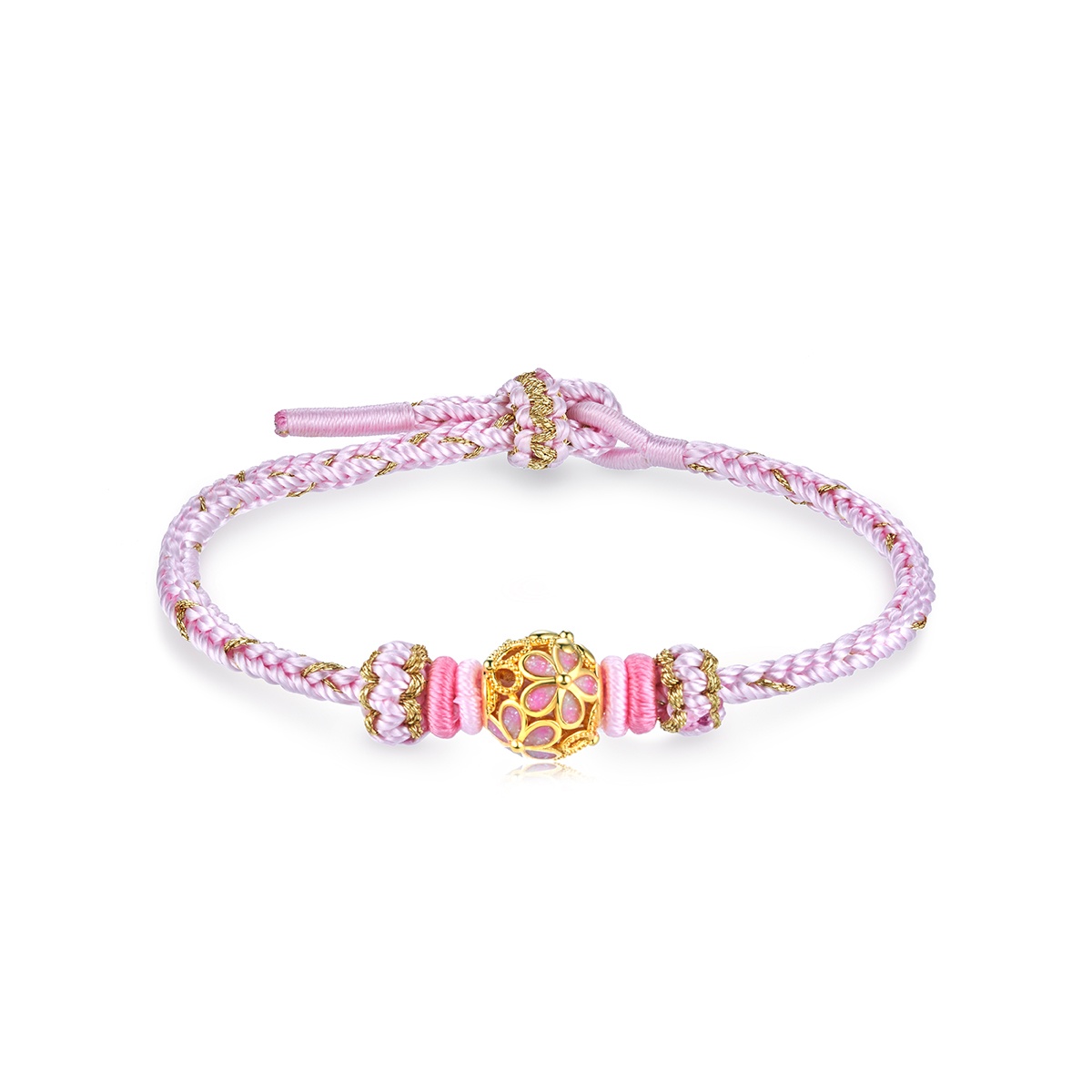 $t('六福珠寶')黃金串飾 - "好運花鈴"999足金串飾連手繩