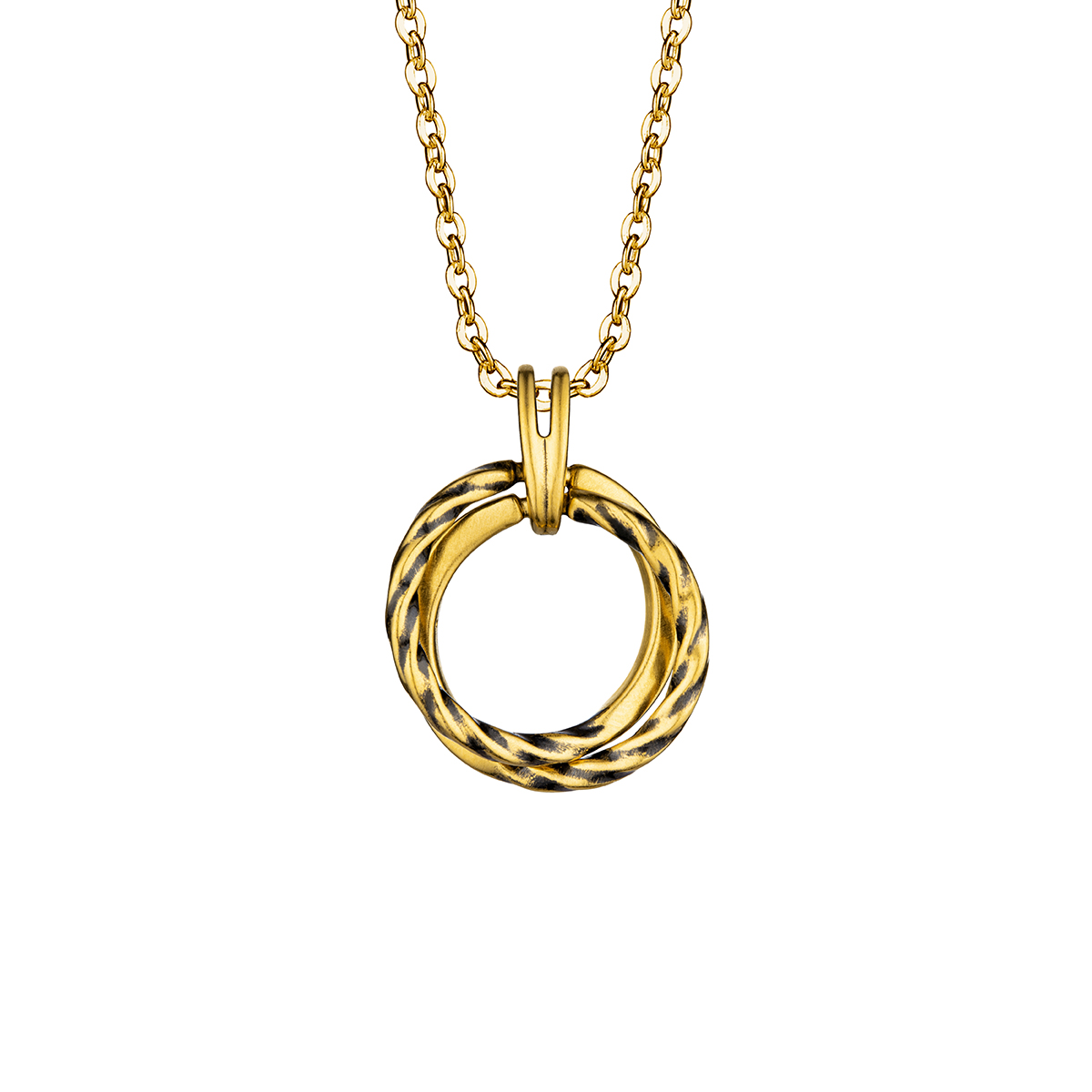 $t('六福珠寶')黃金吊墜 - 【LISTING CLOSED】"黑‧潮"環形990黃金吊墜(5D電黑硬金工藝)