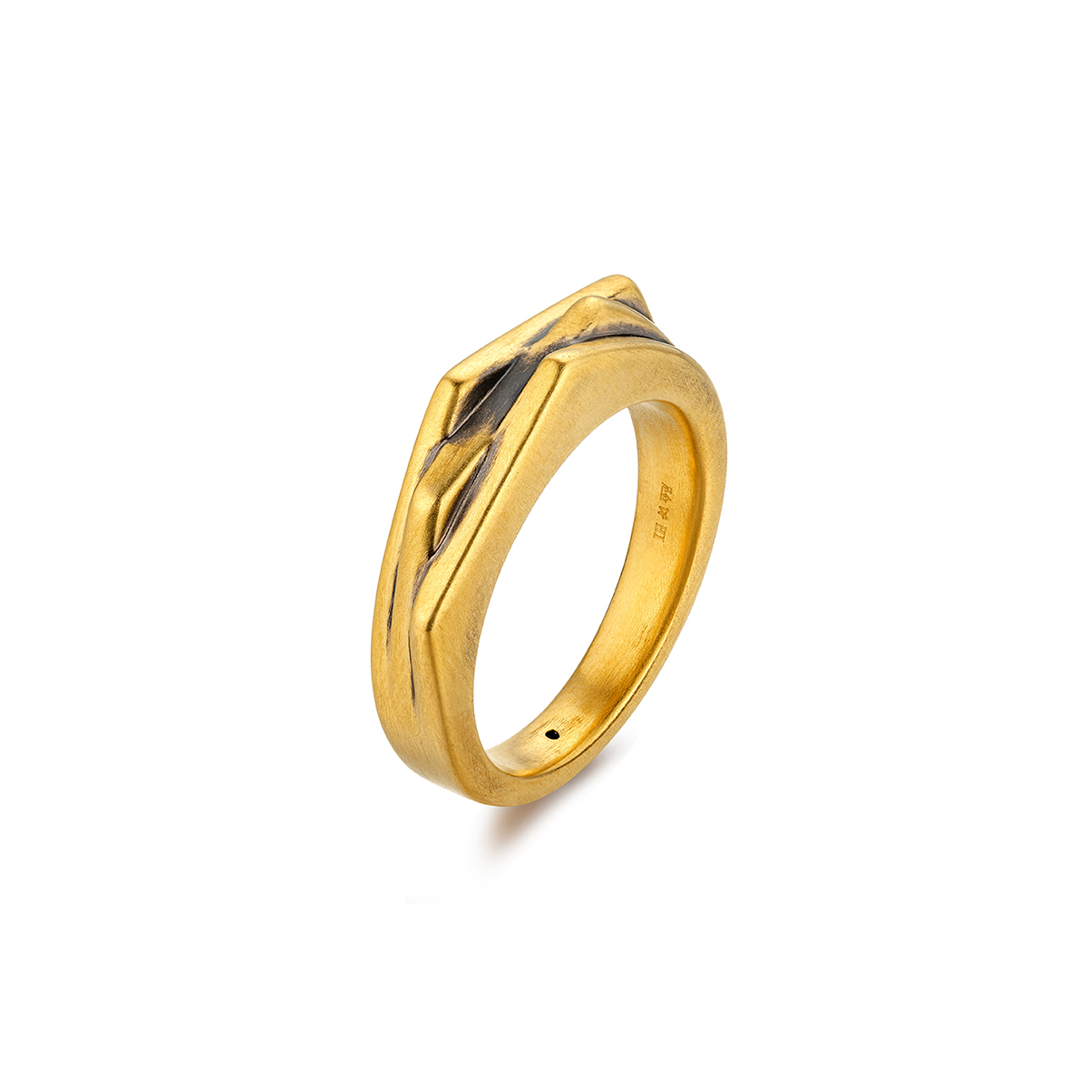 六福珠寶黃金對戒 - [LISTING CLOSED] "青草"990黃金對戒(男戒)(5D電黑硬金工藝)