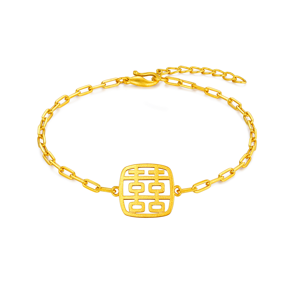 六福珠寶黃金手鏈 - "小方喜"999.9黃金手鏈