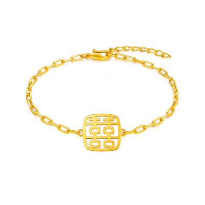 六福珠寶黃金手鏈 - "小方喜"999.9黃金手鏈