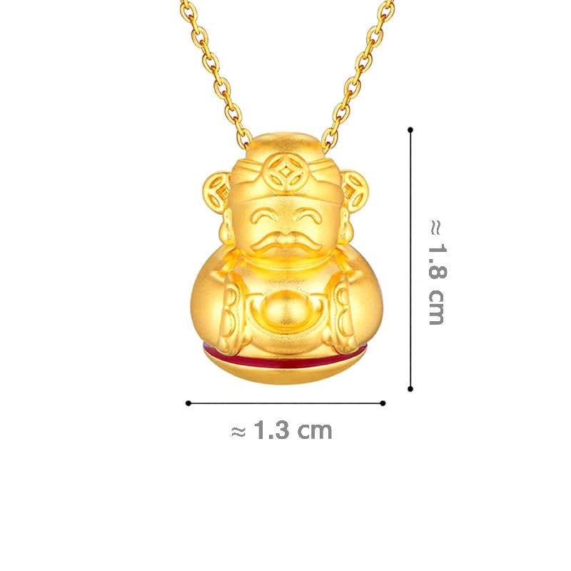 六福珠寶黃金吊墜 - "不倒一族"抱金財神999足金吊墜