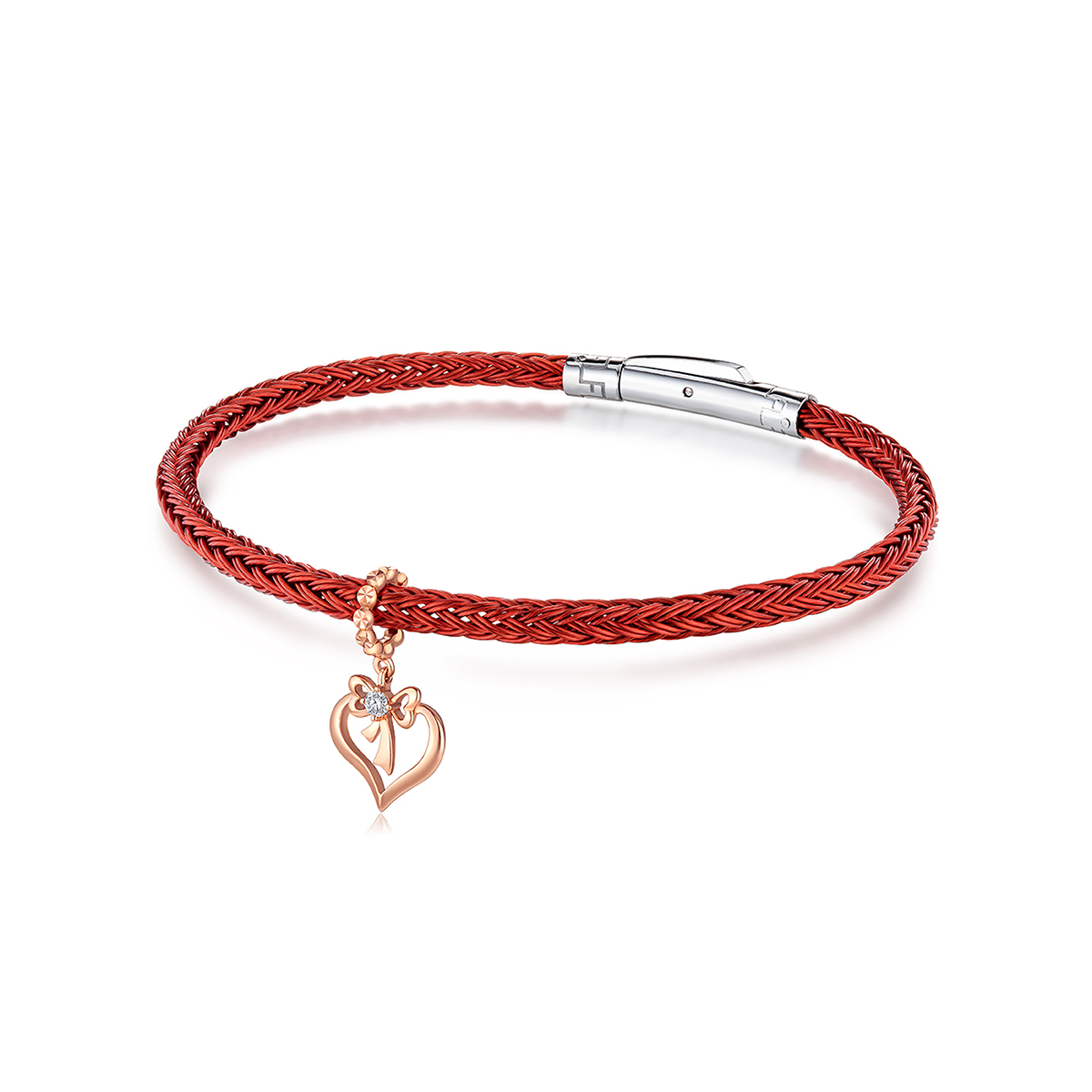 六福珠寶18K金串飾 - "蝶結"18K金鑽石串飾-多色選擇