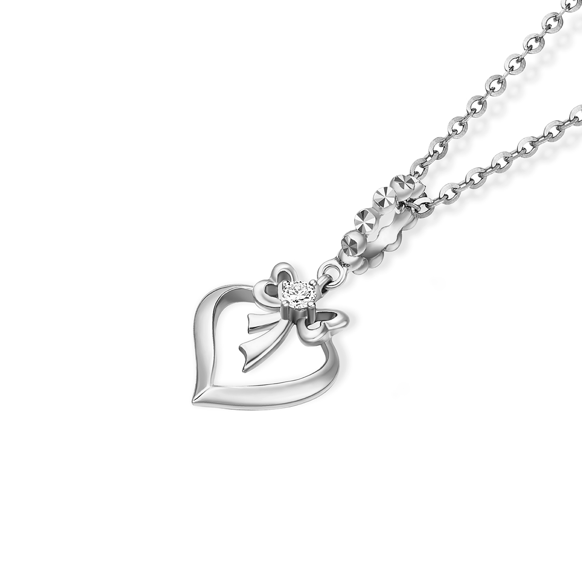 六福珠寶18K金串飾 - "蝶結"18K金鑽石串飾-多色選擇