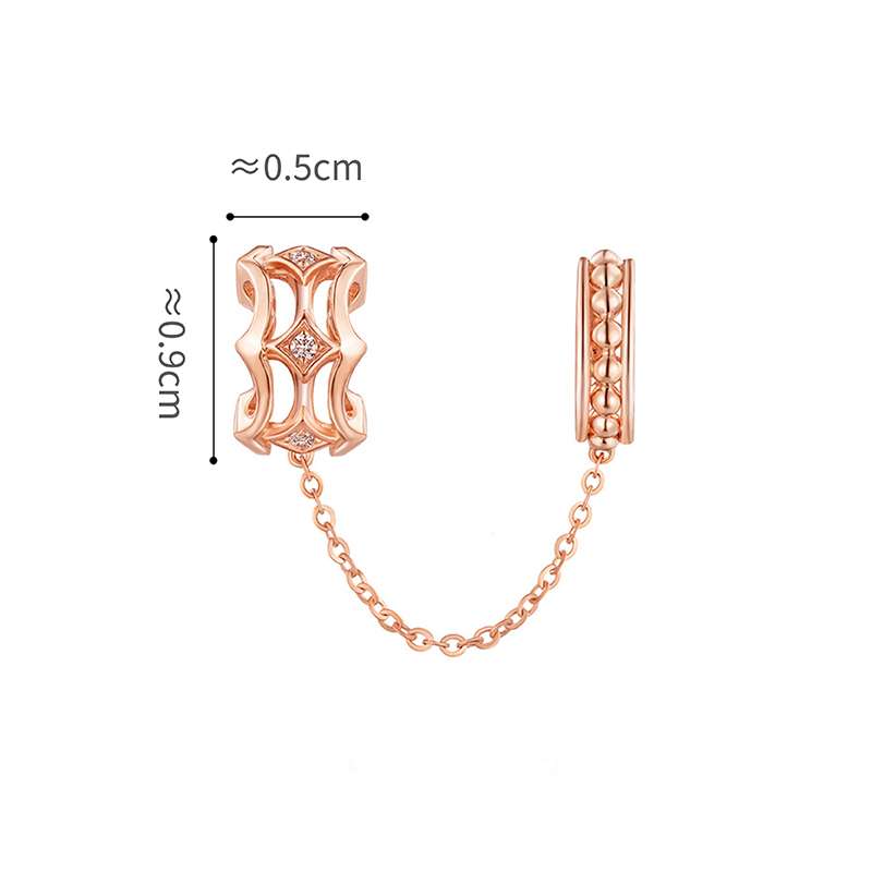 六福珠寶18K金串飾 - "優雅雙連"18K玫瑰金鑽石串飾