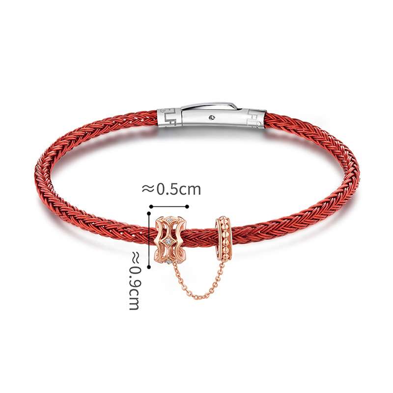 六福珠寶18K金串飾 - "優雅雙連"18K玫瑰金鑽石串飾