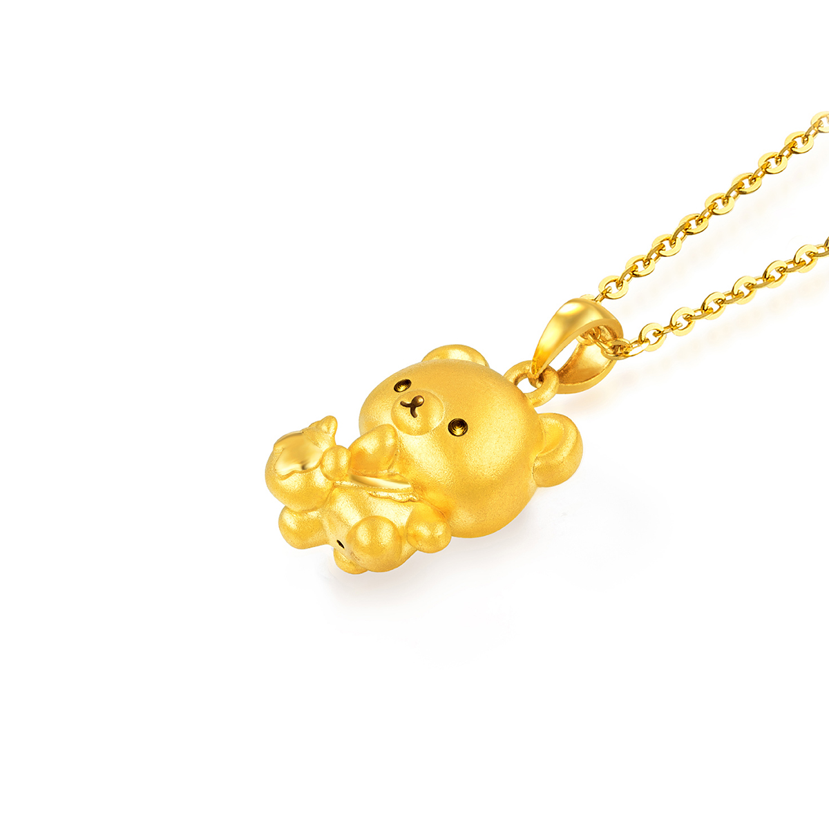 六福珠寶黃金吊墜 - 【LISTING CLOSED】"茶小熊"999足金立體吊墜