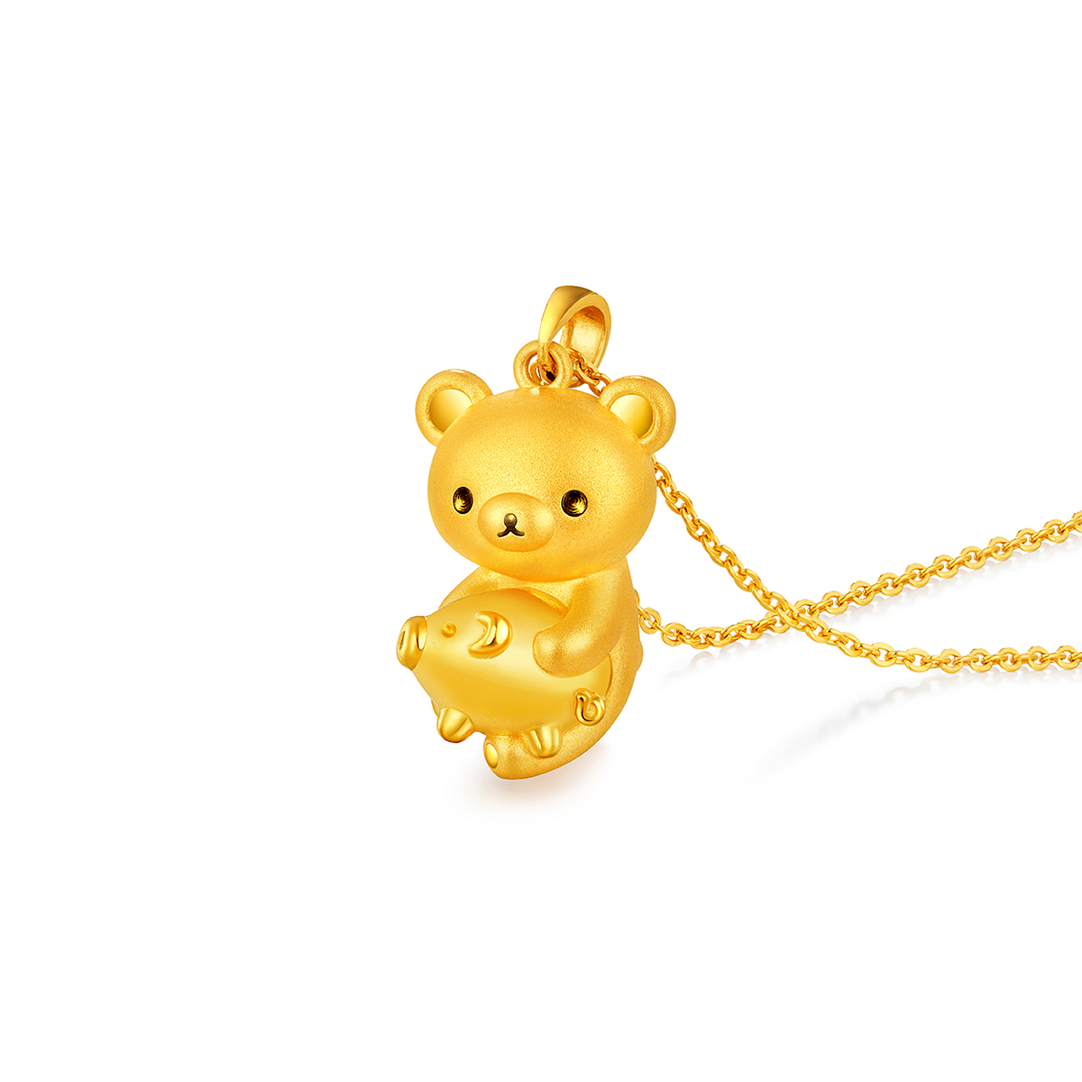 六福珠寶黃金吊墜 - 【LISTING CLOSED】"輕鬆小熊™與小豬"999足金吊墜