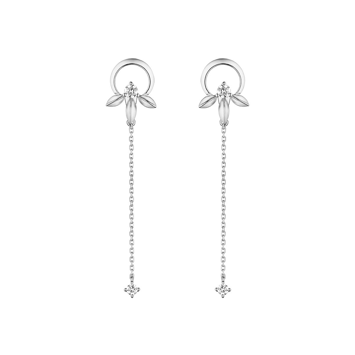 六福珠宝18K金耳环 - 【LISTING CLOSED】"幸运谷粒"18K金钻石耳环–多色选择