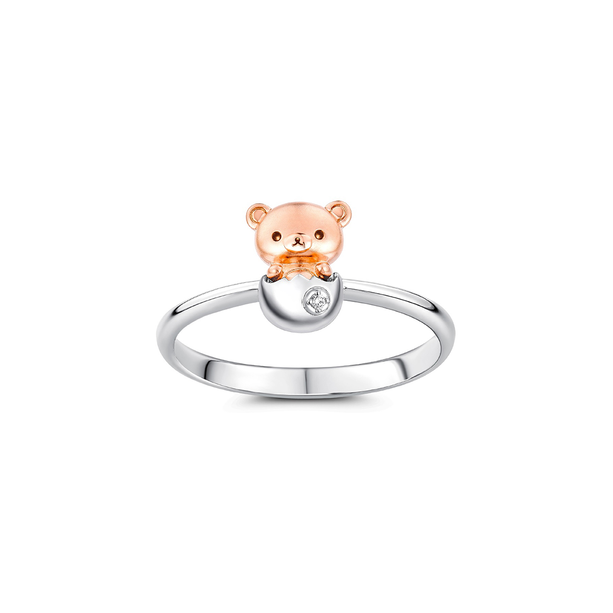 $t('六福珠寶')18K金戒指 - 【LISTING CLOSED】"诞生的小熊"18K金(分色)钻石戒指