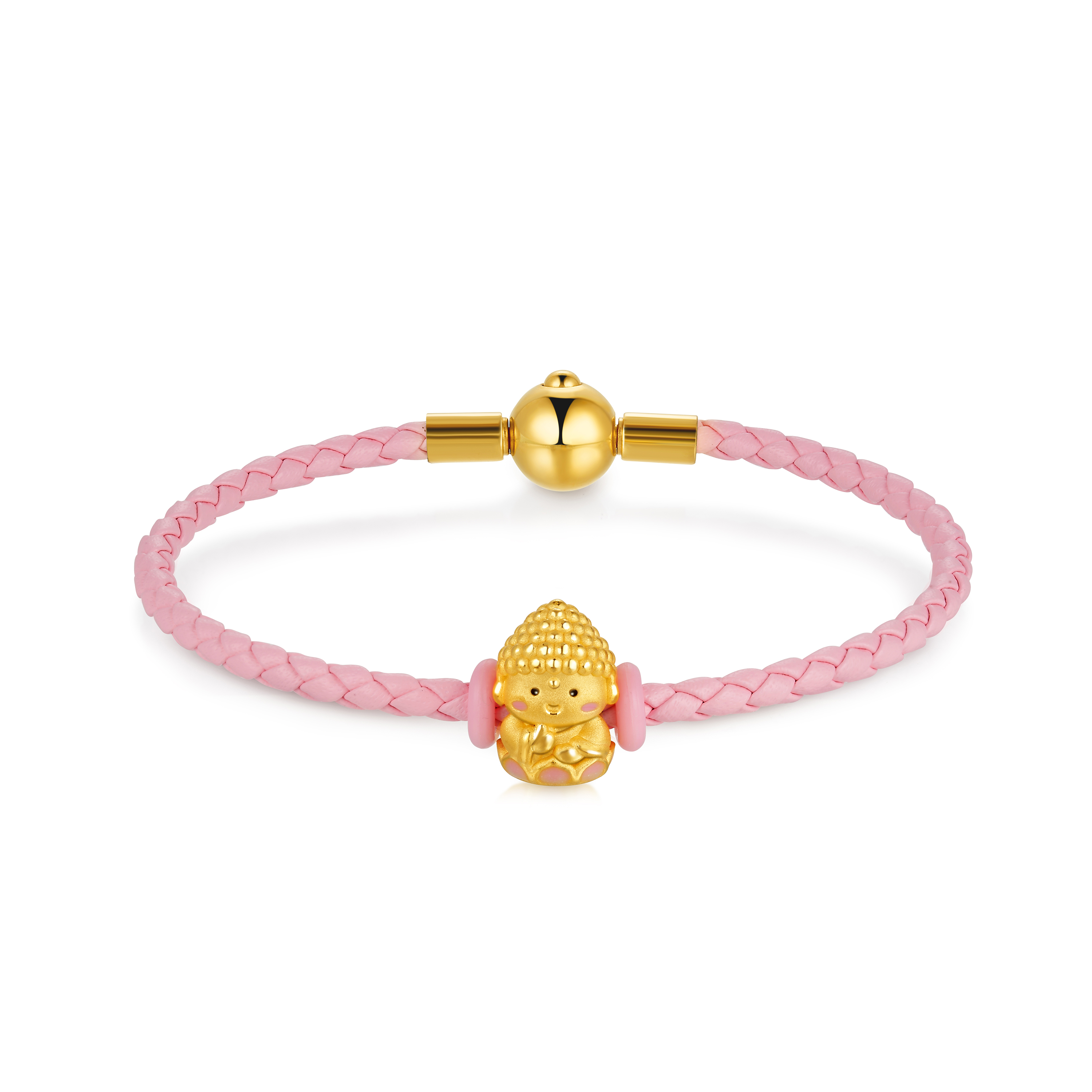 六福珠寶黃金串飾 - "點讚小如來"999足金串飾連手繩