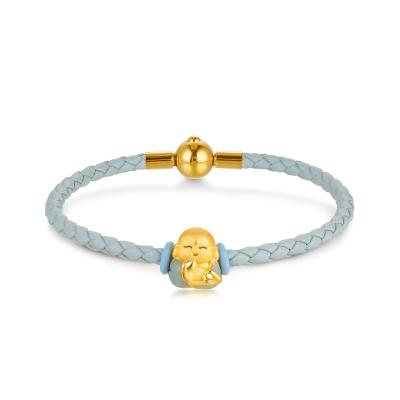 六福珠宝黄金串饰 - "大笑弥勒佛"999足金串饰连手绳