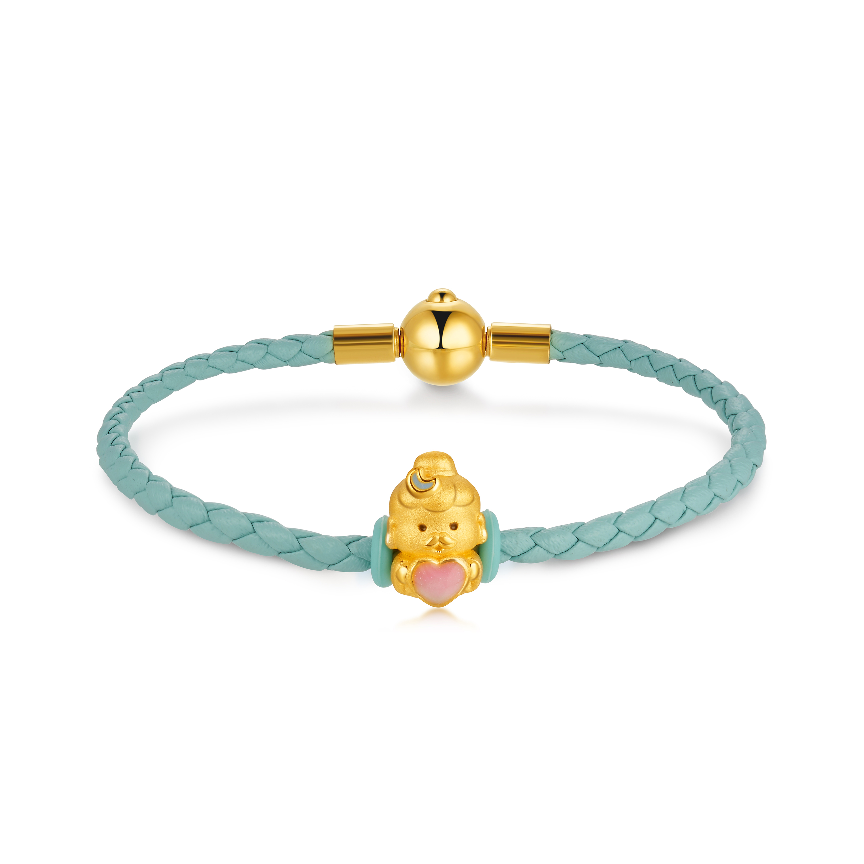 六福珠寶黃金串飾 - “愛心月老”999足金串飾連手繩