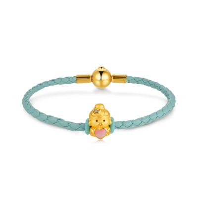 六福珠宝黄金串饰 - “爱心月老”999足金串饰连手绳