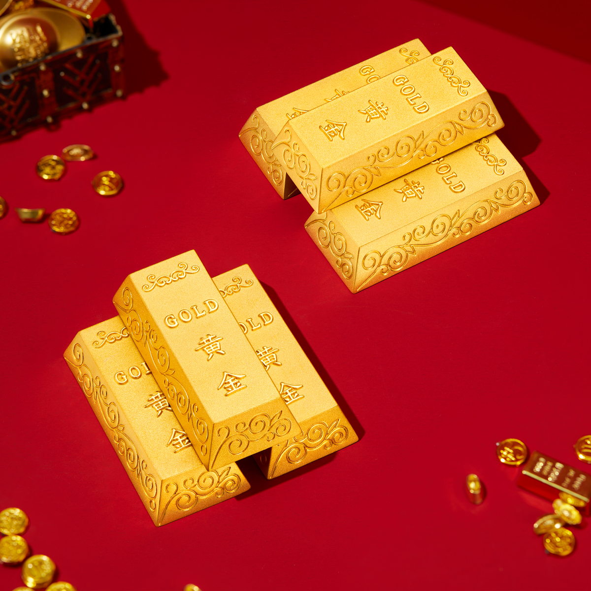 六福珠寶黃金擺件 - “發財金磚”999足金金磚