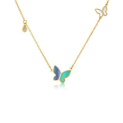 六福珠寶黃金頸鏈 - “浪漫之約”999足金貝母鑽石頸鏈   