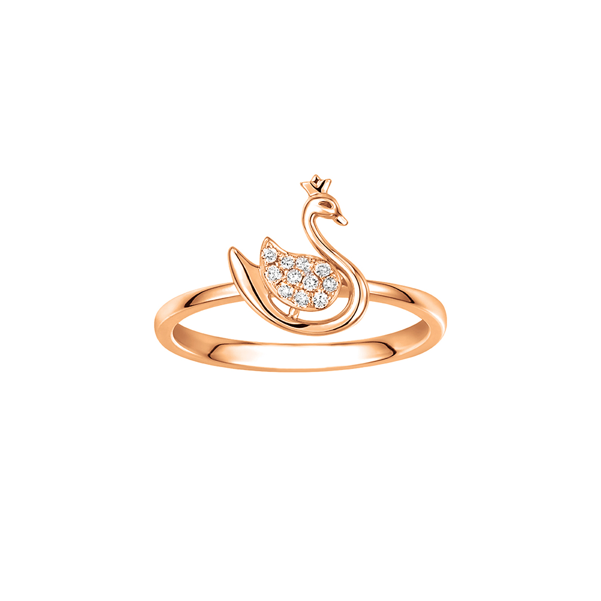 $t('六福珠寶')18K金戒指 - "天鵝小公主"18K玫瑰金鑽石戒指