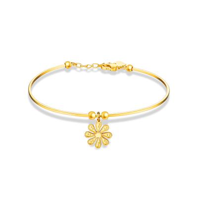六福珠寶黃金手鐲 - "小雛菊"990黃金手鐲