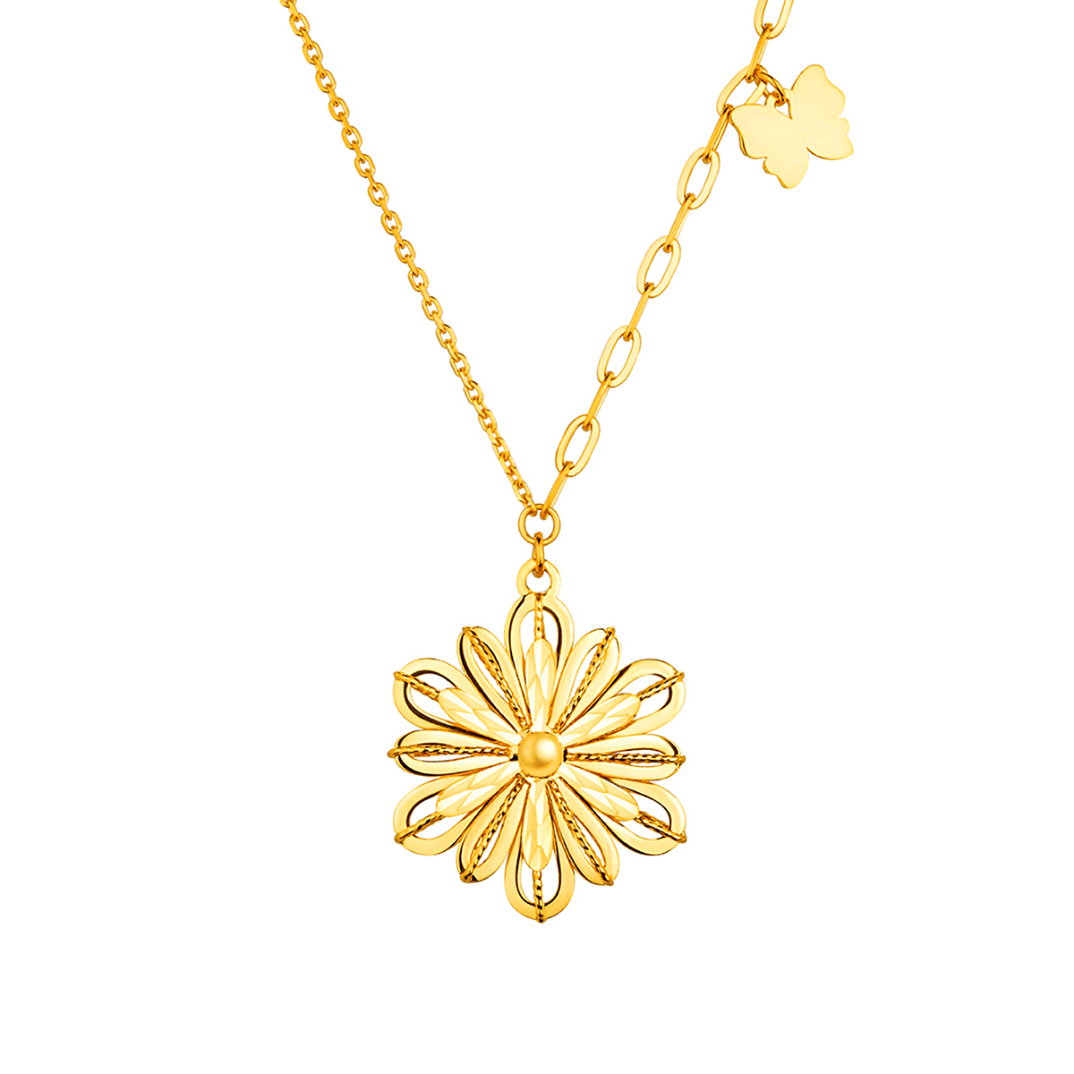 六福珠寶黃金頸鏈 - 【LISTING CLOSED】"戀花"990黃金頸鏈