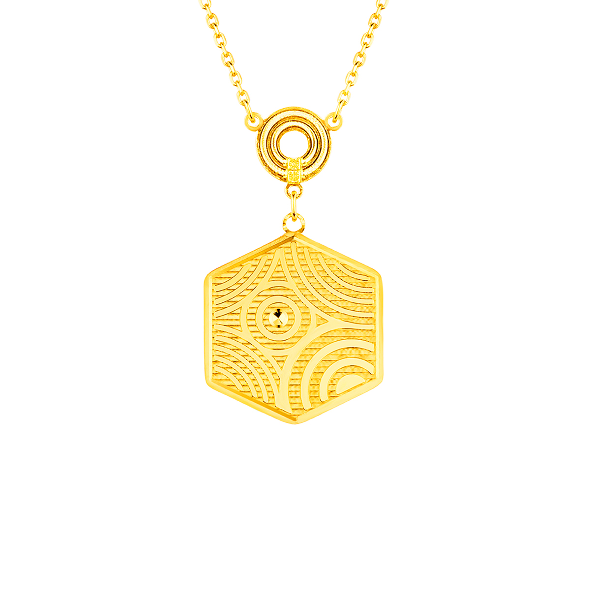 六福珠寶黃金頸鏈 - "雨落祥紋"990黃金頸鏈