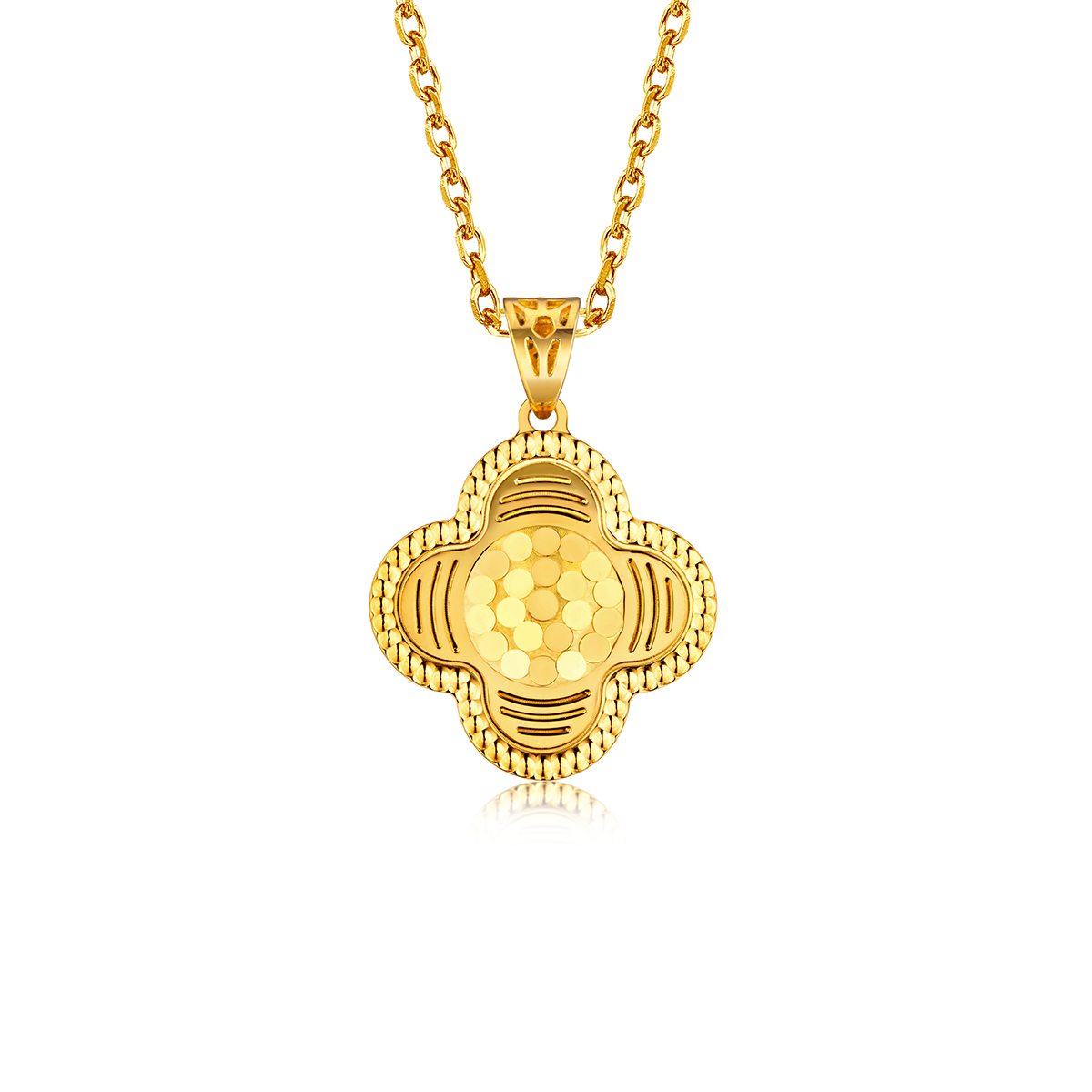 六福珠寶黃金吊墜 - "終身閃耀"四葉草990黃金吊墜