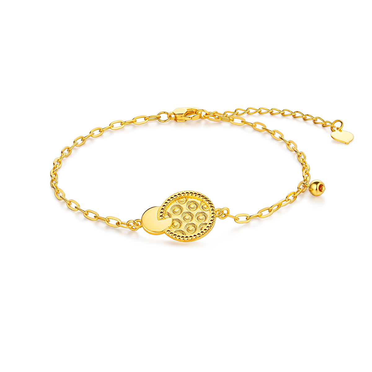 六福珠寶黃金手鏈 - "喜樂圓滿"圓形990黃金手鏈
