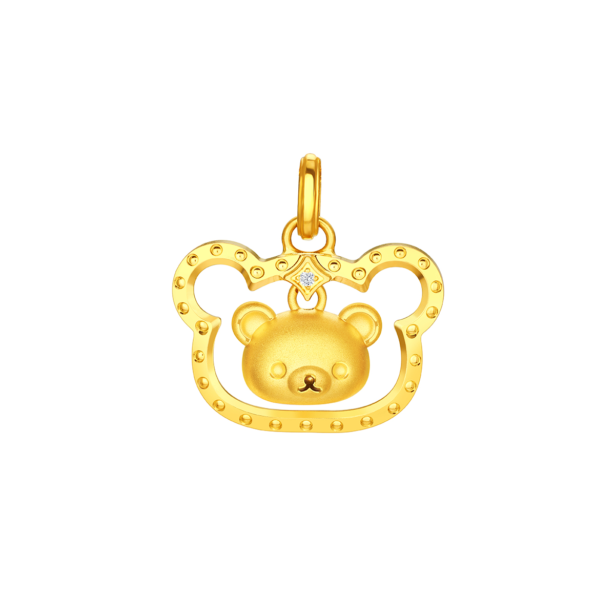 六福珠寶黃金吊墜 - "小熊頭像"Goldstyle•X999足金鑽石吊墜