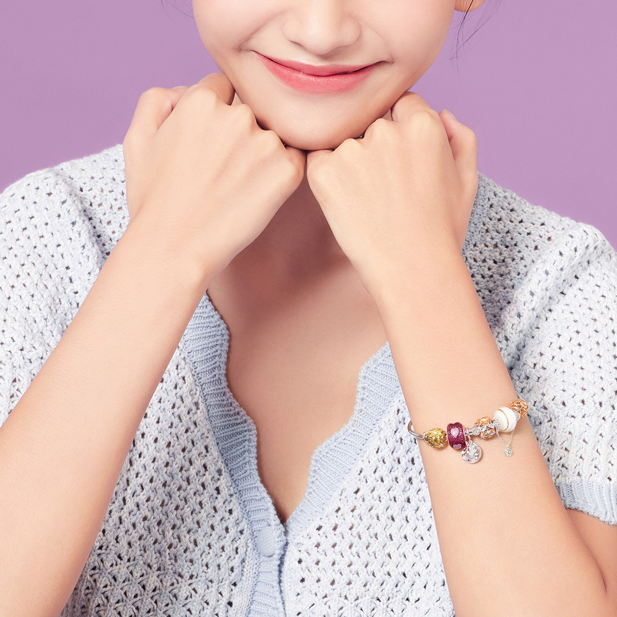 六福珠寶18K金串飾 - "優美音符"18K玫瑰金鑽石串飾