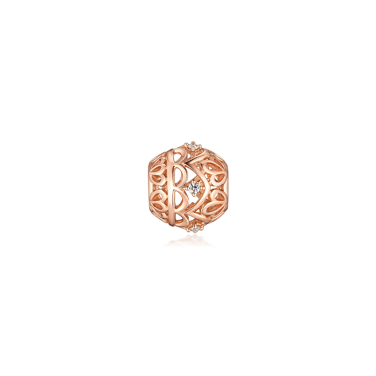 六福珠寶18K金串飾 - "鏤空花紋金球"18K金鑽石串飾–多色選擇