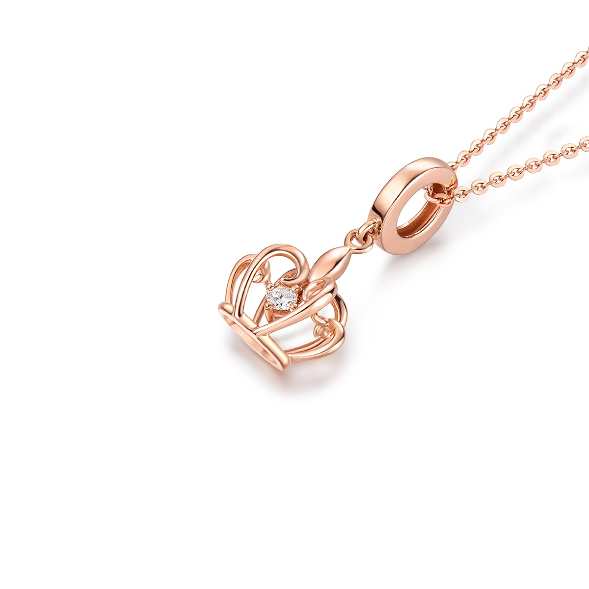 六福珠寶18K金串飾 - 【LISTING CLOSED】"高貴后冠"18K金鑽石串飾–多色選擇