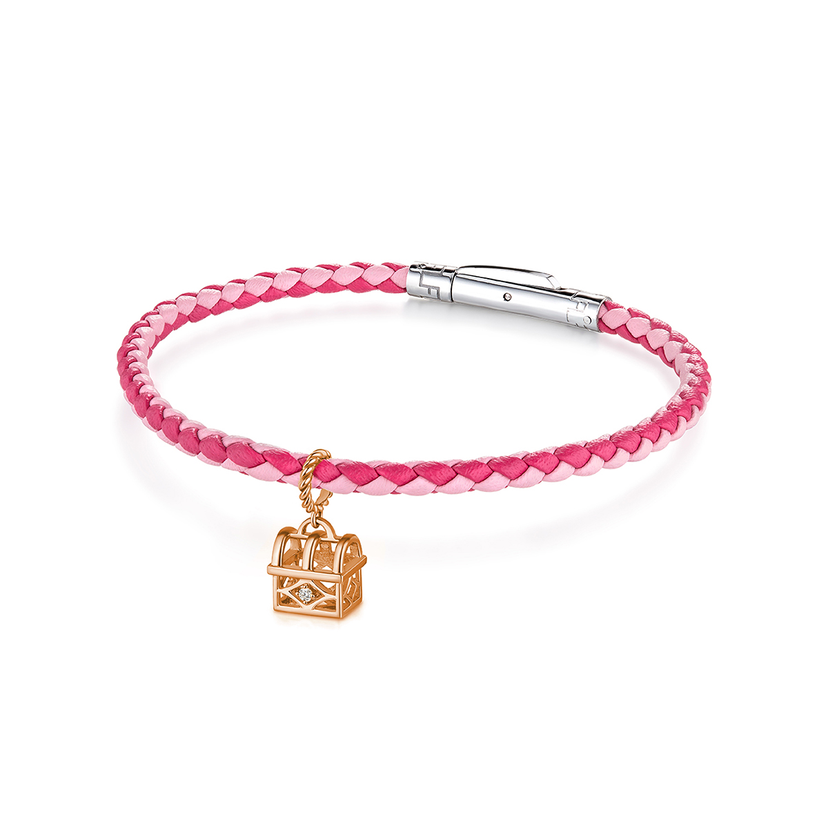 六福珠寶18K金串飾 - "愛的寶箱"18K玫瑰金鑽石串飾