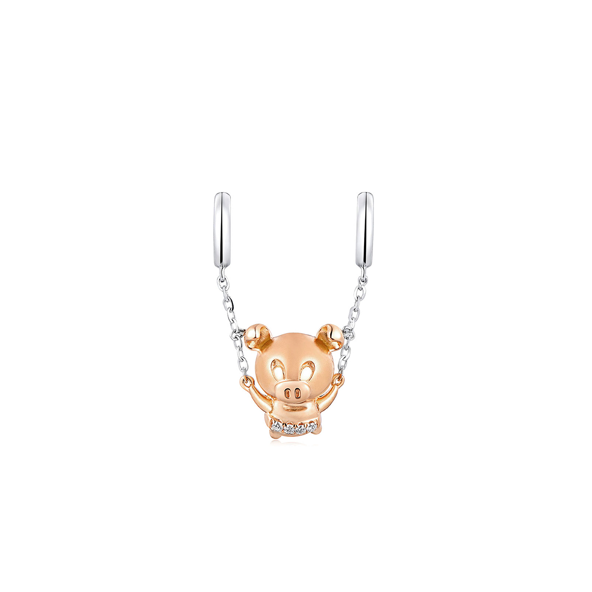 六福珠寶18K金串飾 - "小豬"18K金鑽石串飾–多色選擇